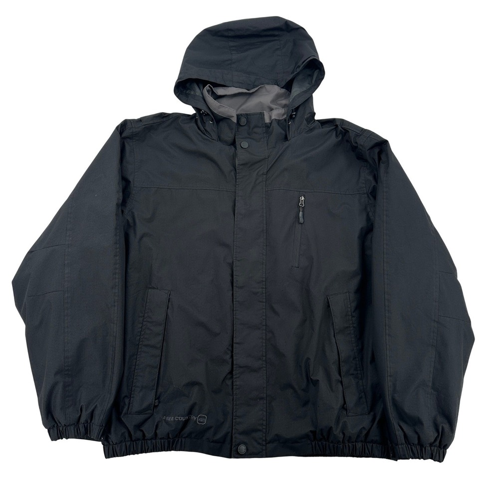 Free Country Ripstop Black Hooded Wind Water Resistant Coat Warm Jacket Men XX